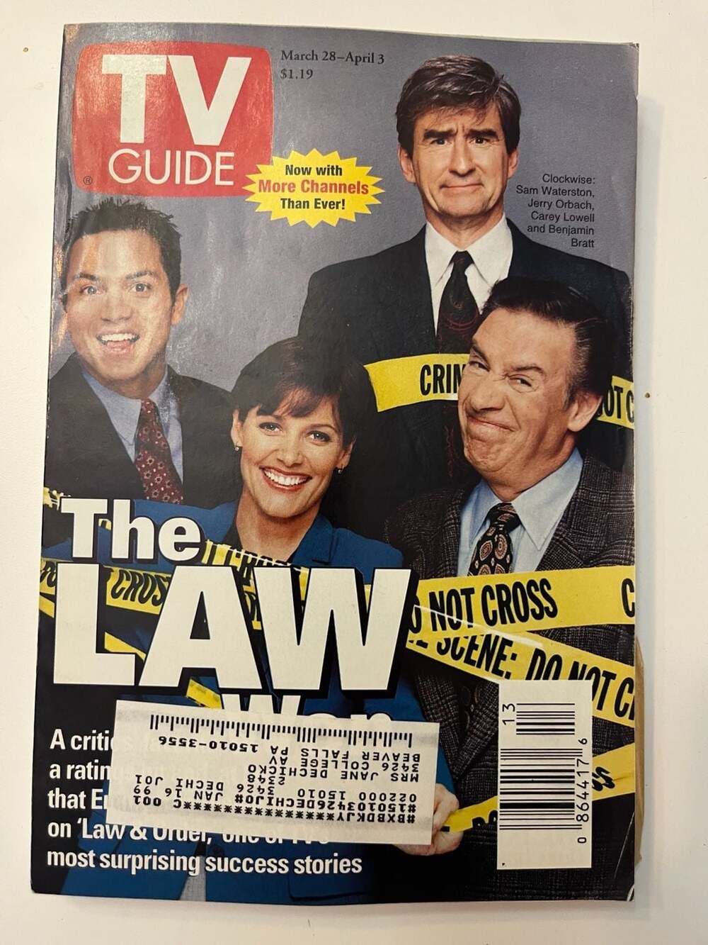 TV Guide Magazine March 28-April 3 1998 Law & Order Cast Cover